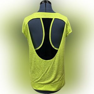 Bright green n black cutout top